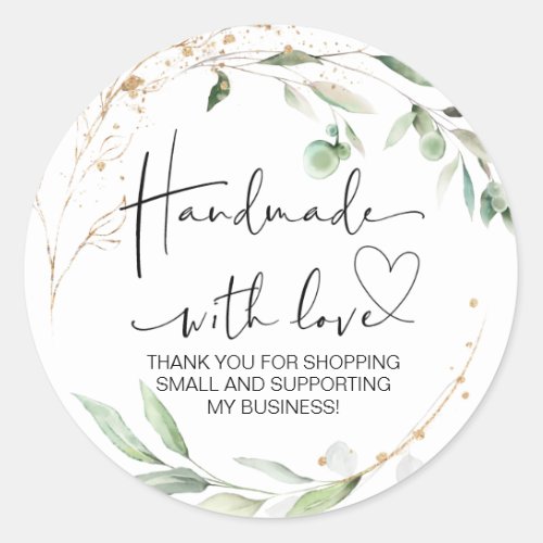 Handmade With Love Small Business Thank You Cute Classic Round Sticker