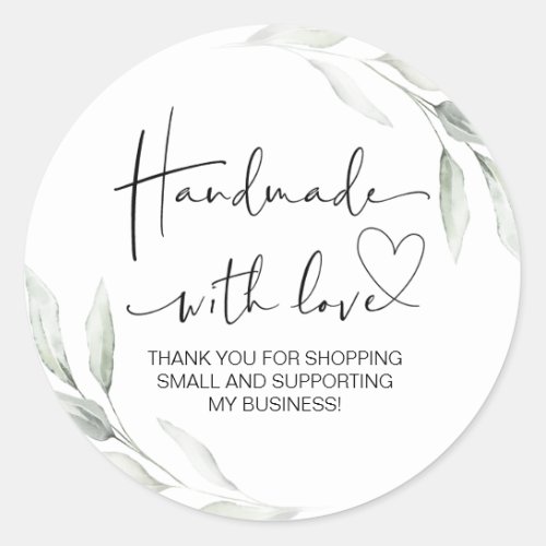 Handmade With Love Small Business Thank You Cute Classic Round Sticker
