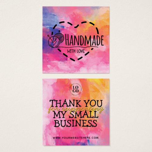 Handmade with love small business thank you insert