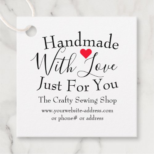Handmade With Love Small Craft Business Supplies Favor Tags