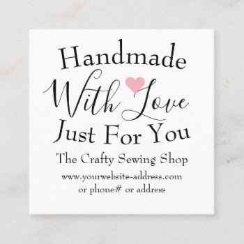 Handmade With Love Small Craft Business Supplies Square Business Card by Flissitations at Zazzle