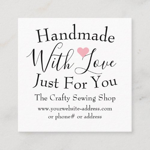 Handmade With Love Small Craft Business Supplies Square Business Card