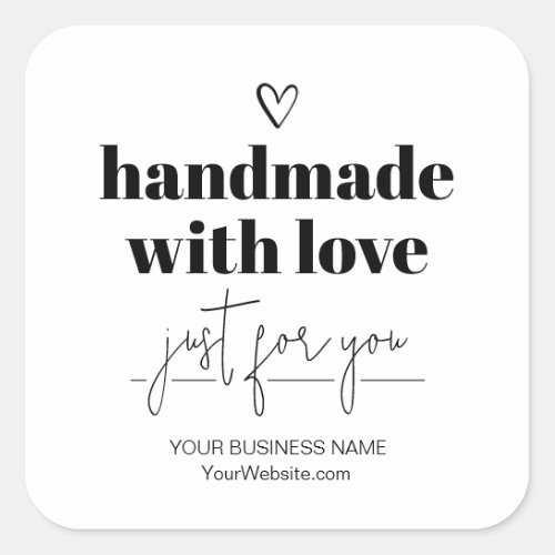 Handmade With Love Small Square Sticker