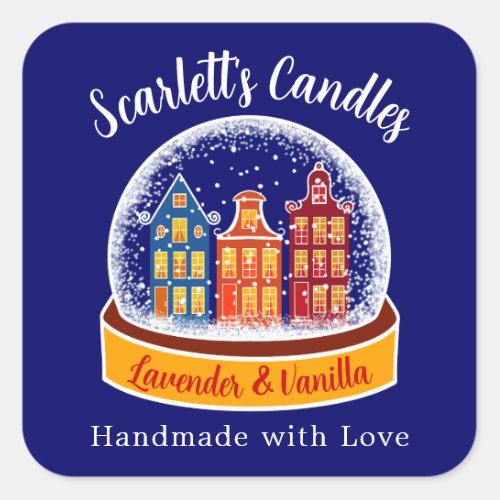 Handmade With Love Snowglobe Christmas Candle Square Sticker