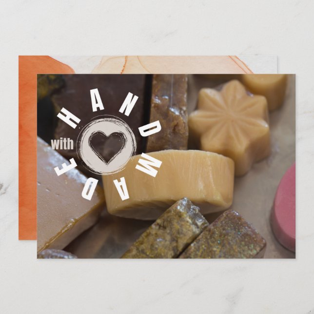 Handmade With Love Soap Maker Chocolate Caramel  Thank You Card (Front/Back)