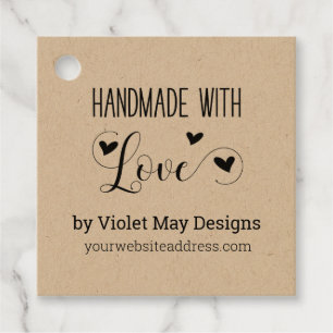 Handmade with Love Social Media Rustic Kraft Favor Tags