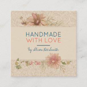 Handmade With Love Square Business Card