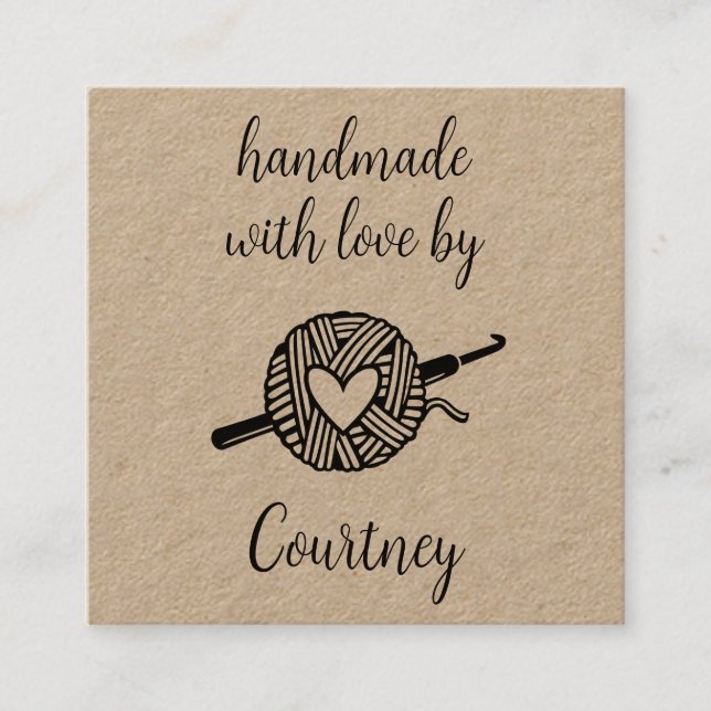 Handmade With Love Square Business Card (Front)