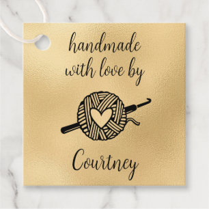 Handmade With Love Square Crochet Favor Tags