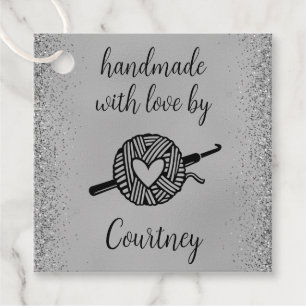 Handmade With Love Square Crochet Favor Tags