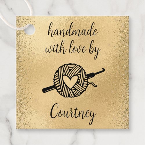 Handmade With Love Square Crochet Favor Tags