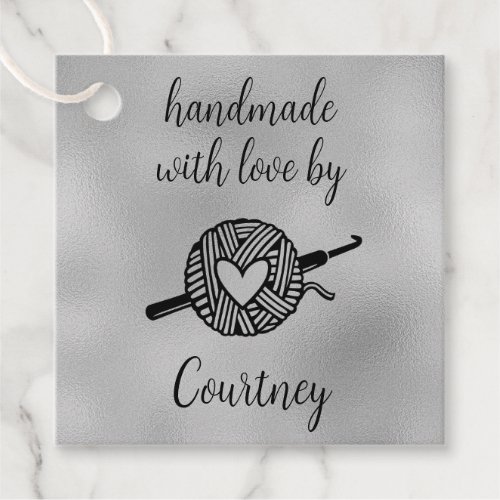 Handmade With Love Square Crochet Favor Tags