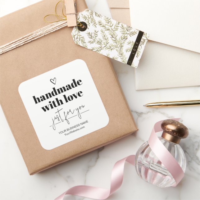Handmade With Love  Square Sticker (Gifting)