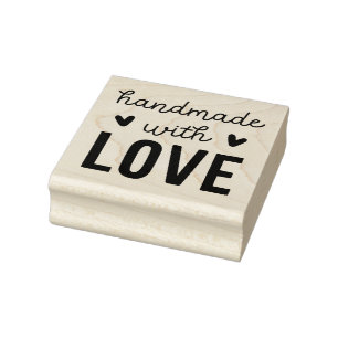Handmade With Love Square Wood Art Stamp