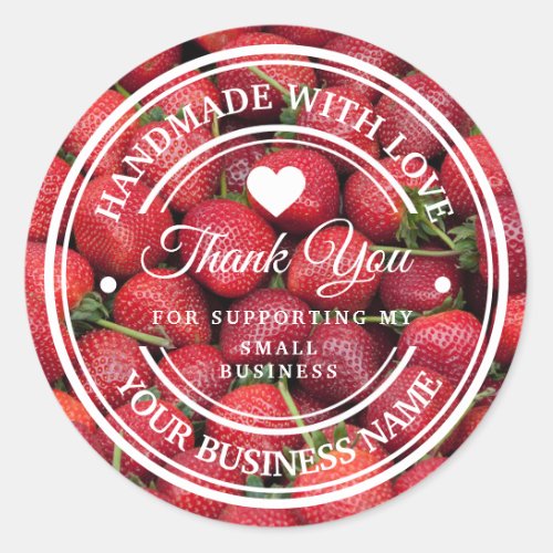 Handmade with love  Strawberry Label Thank you  