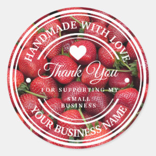 Handmade with love Strawberry Label Thank you