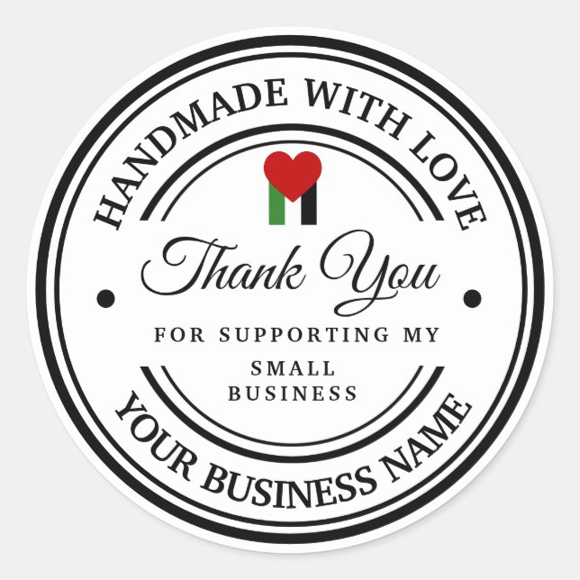handmade with love | Support Palestine Classic Round Sticker (Front)