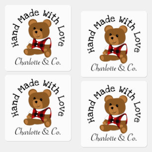 Handmade With Love Teddy Bear Cute Personalized Labels