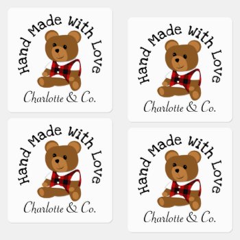 Handmade With Love Teddy Bear Cute Personalized Labels by Flissitations at Zazzle