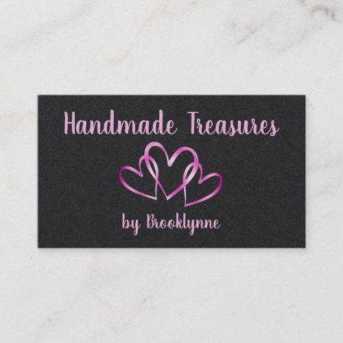 Handmade with Love Template Stylish Pink 3 Hearts  Business Card