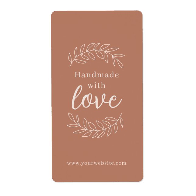 Handmade With Love terracotta business Label (Front)
