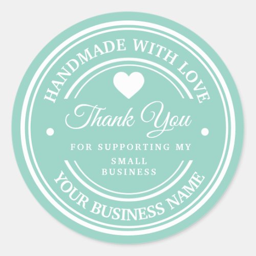 Handmade with love  thank you  classic round stic classic round sticker