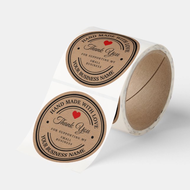 handmade with love | thank you  classic round sticker (Roll)