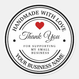 Handmade with love   thank you  classic round sticker