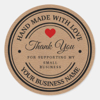 handmade with love | thank you  classic round sticker