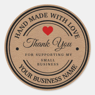 handmade with love   thank you  classic round sticker