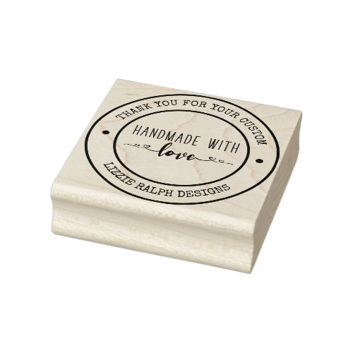 Handmade with Love Thank You Custom Rubber Stamp