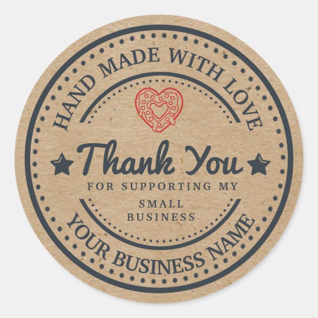 Handmade with love | thank you | donut heart classic round sticker (Front)