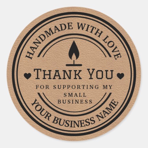 handmade with love  Thank You Flame  Classic Round Sticker