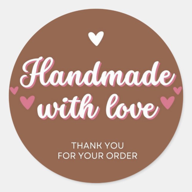 Handmade With love Thank You For Your Order Circle Classic Round Sticker (Front)