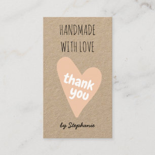 Handmade with Love Thank you Kraft Paper QR code Business Card