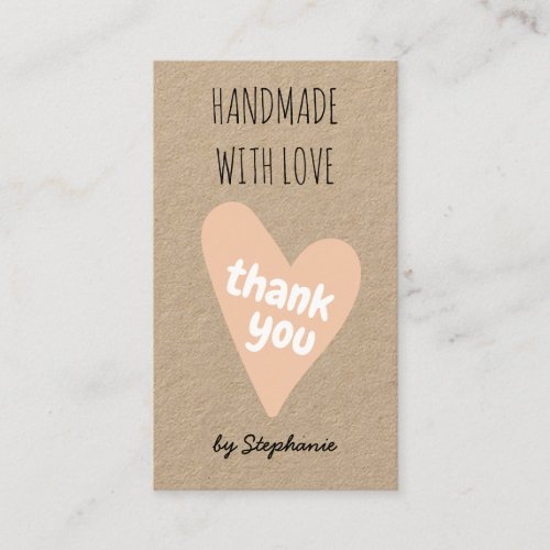 Handmade with Love Thank you Kraft Paper QR code  Business Card