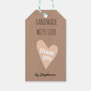 Handmade with Love Thank you Kraft Paper QR code   Gift Tags