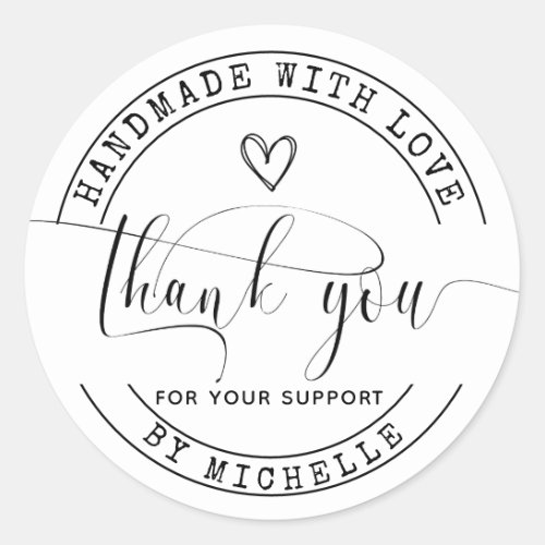 Handmade With Love thank you Sticker