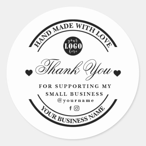 Handmade with love  thank you sticker  label