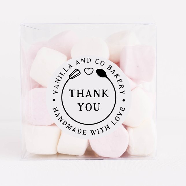 Handmade With Love Thank You Whisk Spoon Bakery Classic Round Sticker (Creator Uploaded)