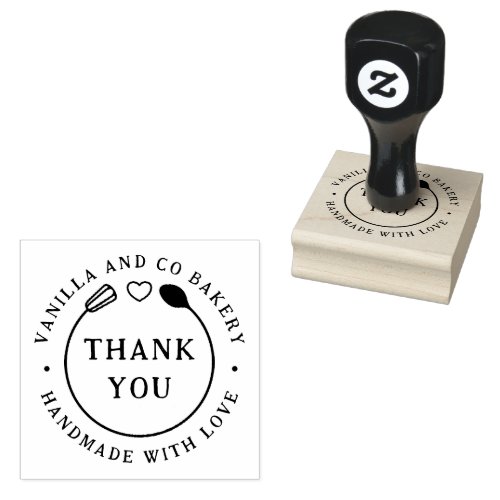 Handmade With Love Thank You Whisk Spoon Bakery  Rubber Stamp