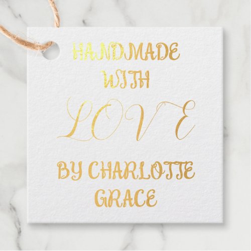 Handmade With Love Typography Personalized  Foil Favor Tags