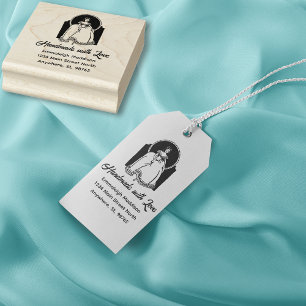 Handmade with Love Vintage Dressed Woman Rubber Stamp