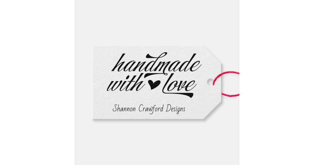 Handmade with Love Vintage Script Typography Gift Tags