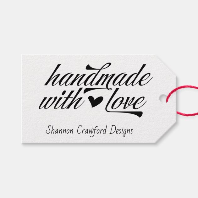 Handmade with Love Vintage Script Typography Gift Tags