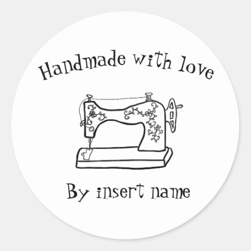 Handmade with love vintage sewing machine sticker