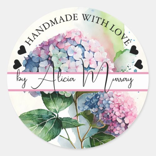 Handmade with Love  Watercolor Floral Stickers