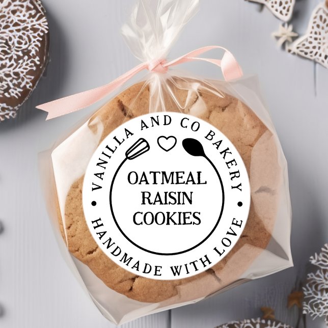 Handmade With Love Whisk Spoon Bakery Business Classic Round Sticker (Creator Uploaded)