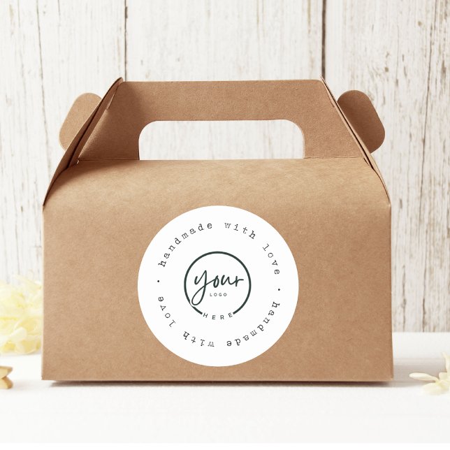 "Handmade with Love with Logo | Custom Branding Classic Round Sticker (Creator Uploaded)