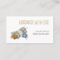 Handmade with Love Yarn Craft White Business Card